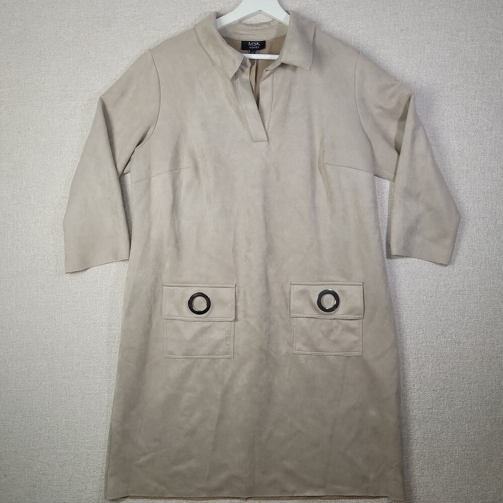 Elegant MSK Women's Suede Dress with Chic Front Pockets